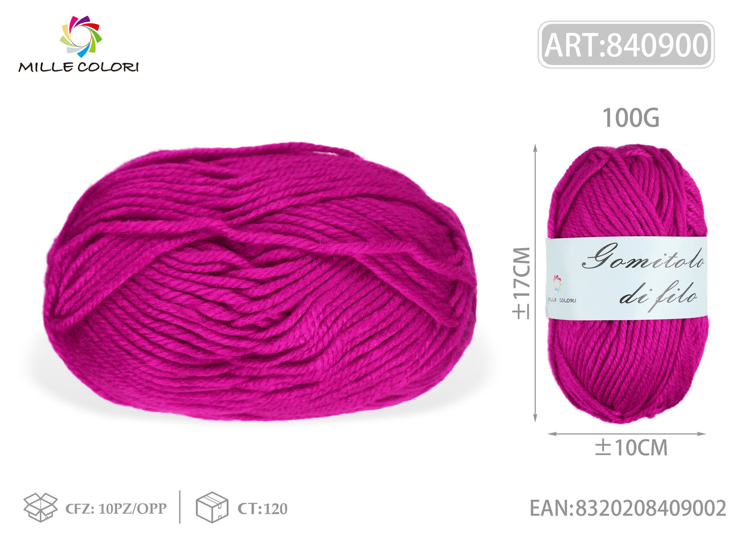 GOMITOLO DI FILO 100G Fucsia