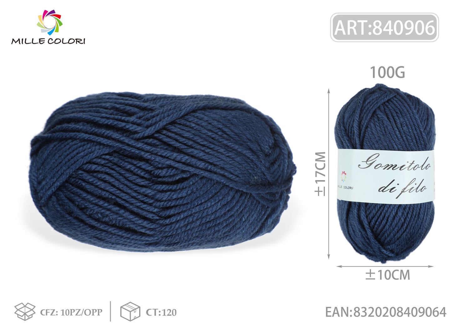 GOMITOLO DI FILO 100G Blu navy