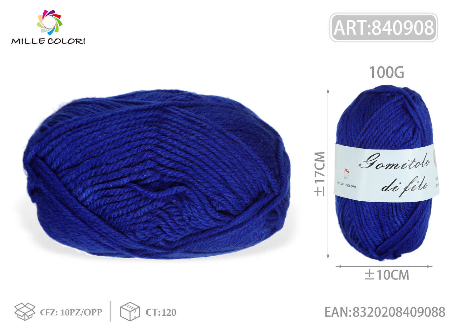 GOMITOLO DI FILO 100G Blu reale