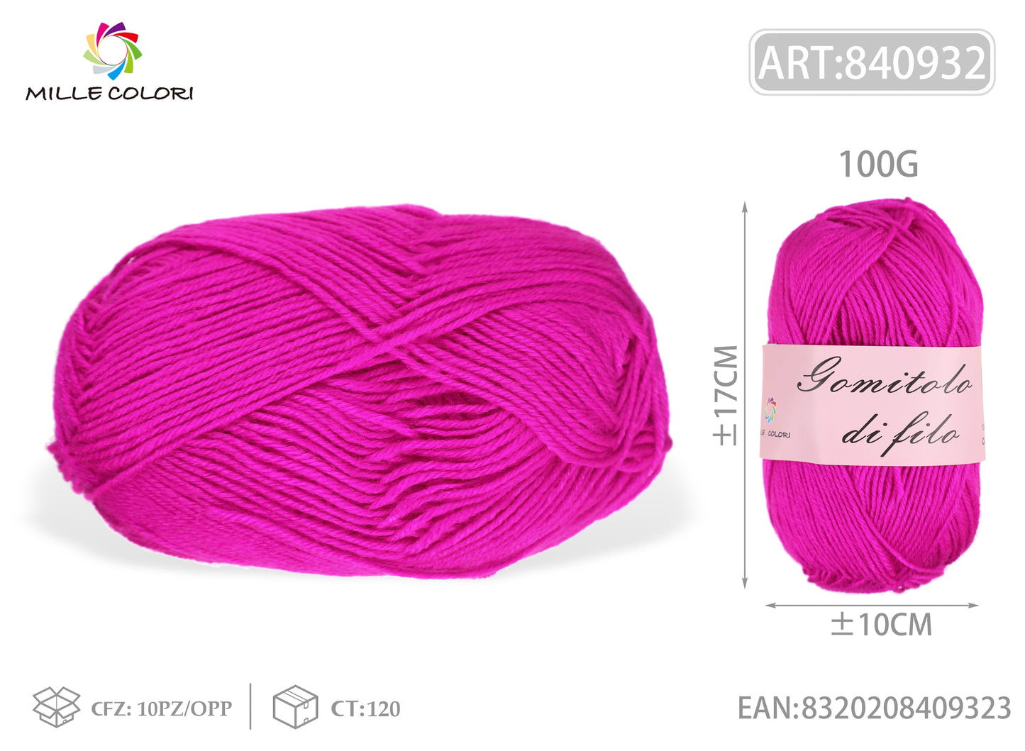GOMITOLO DI FILO 100G Fucsia