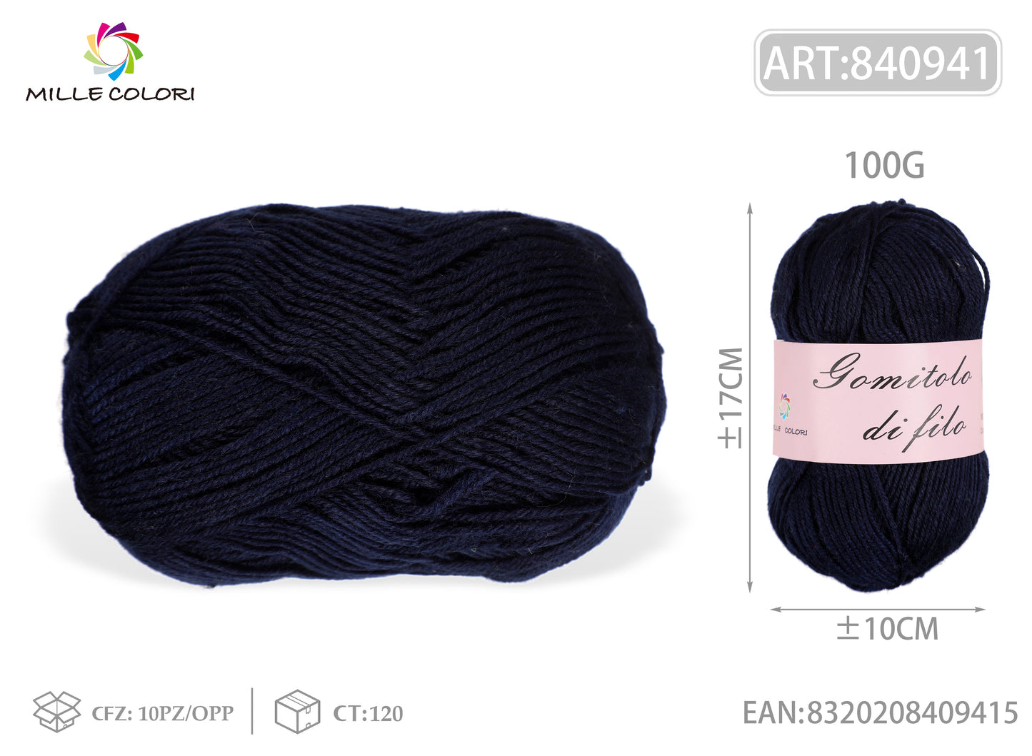 GOMITOLO DI FILO 100G Blu notte