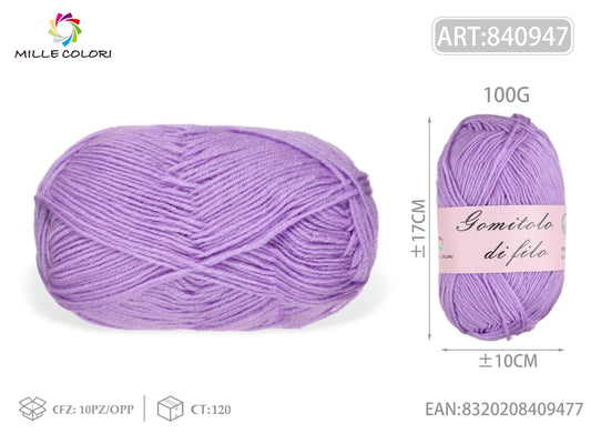 GOMITOLO DI FILO 100G Viola Lilla
