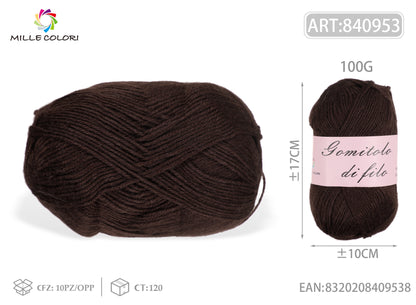 GOMITOLO DI FILO 100G Marrone Scuro