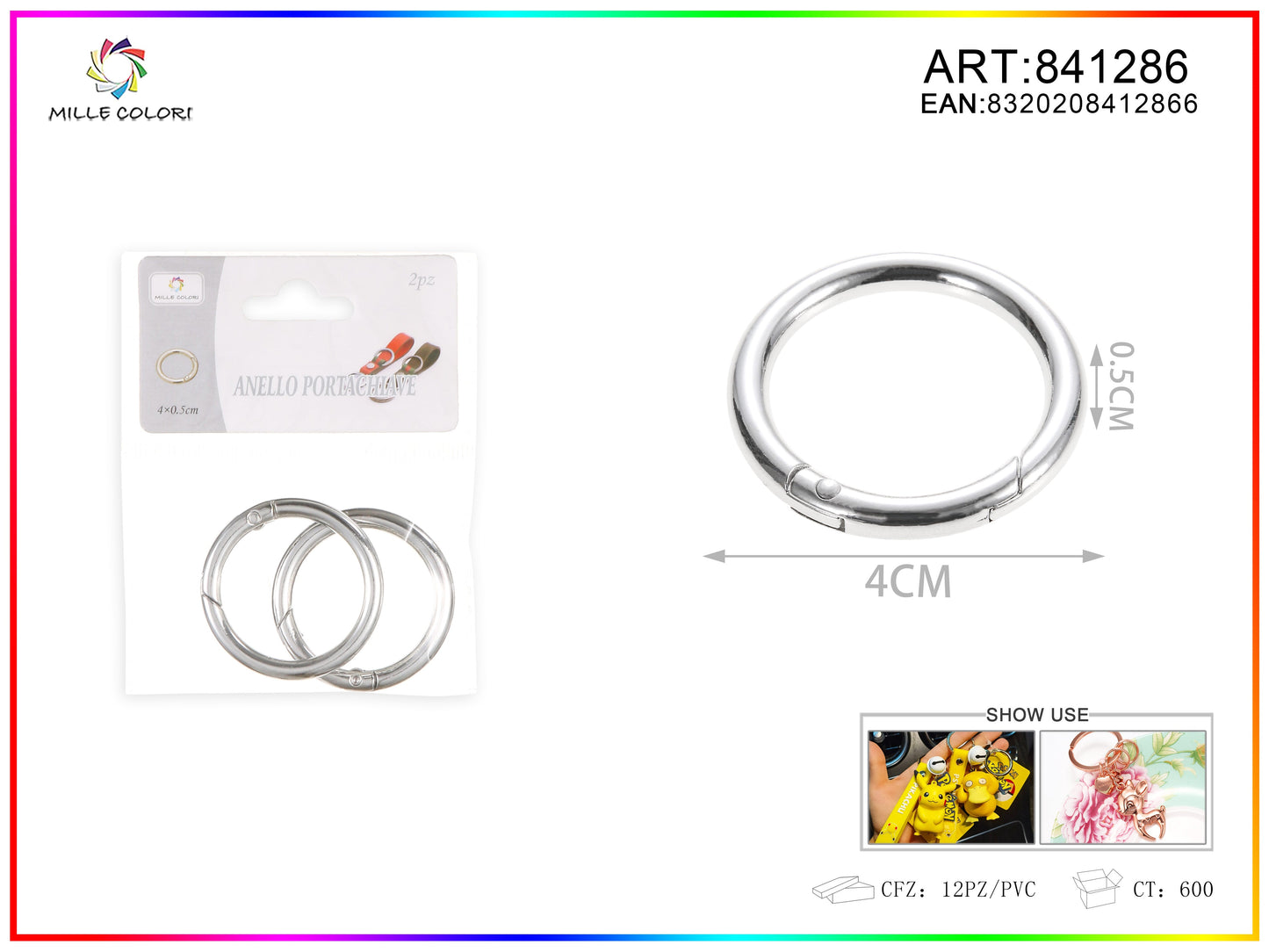 Anelli per borsa  0.5x4cm 2pz