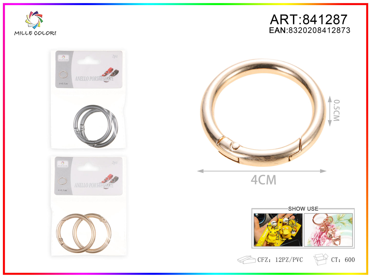 Anelli per borsa  0.5x4cm 2pz