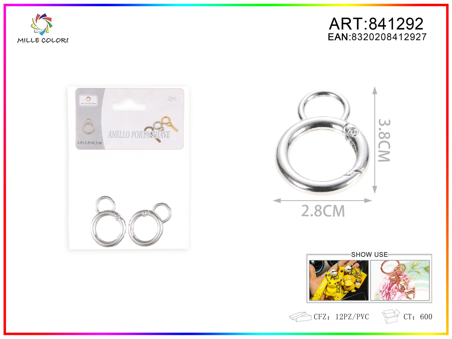 O-ring a molla clip a molla tonda  0.5x2.8x3.8cm 2pz