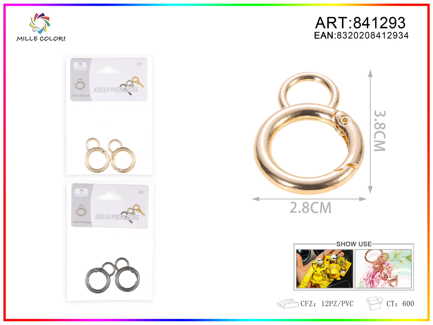 O-ring a molla clip a molla tonda  0.5x2.8x3.8cm 2pz