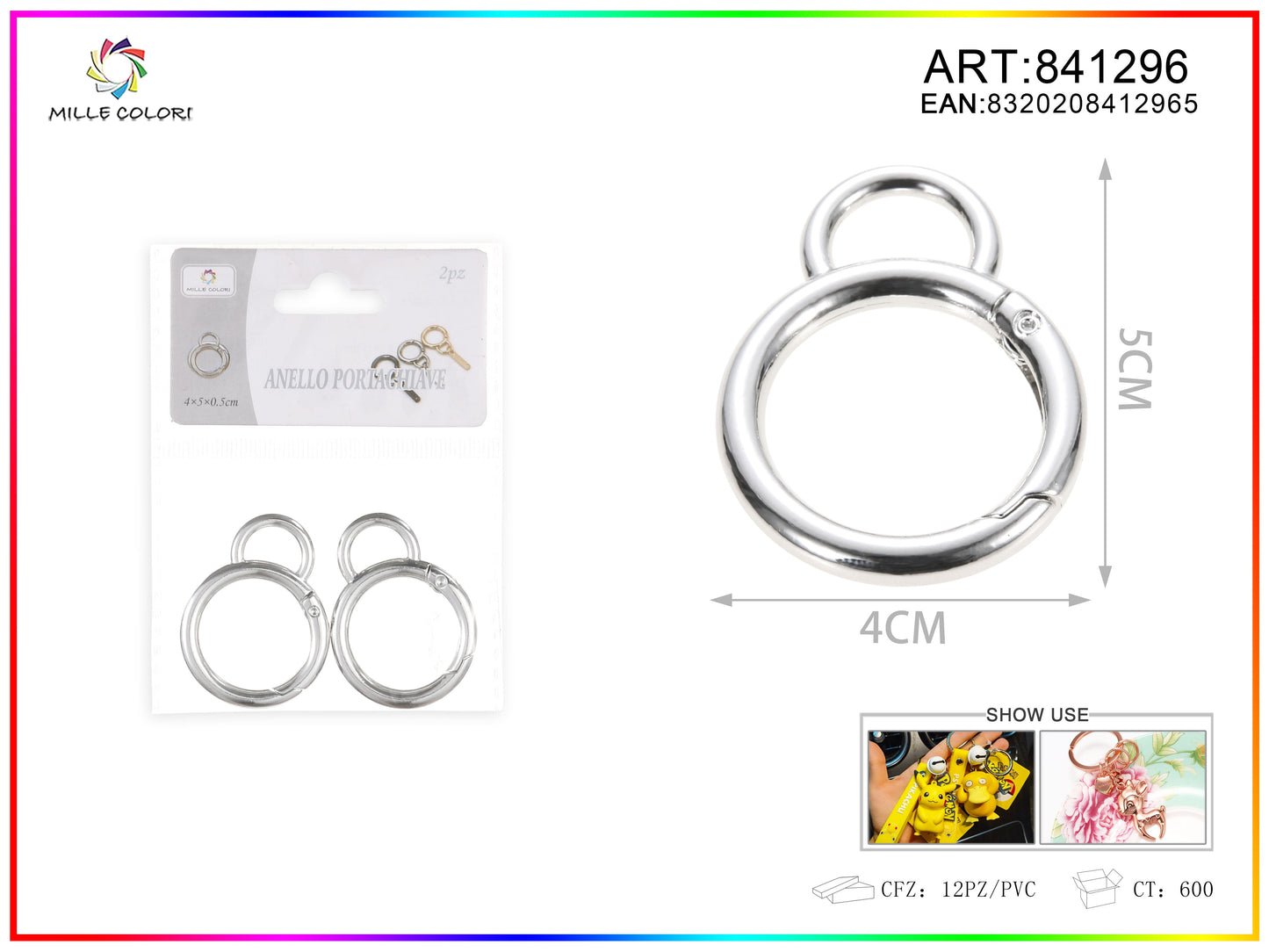 O-ring a molla clip a molla tonda  0.5x4x5cm 2pz