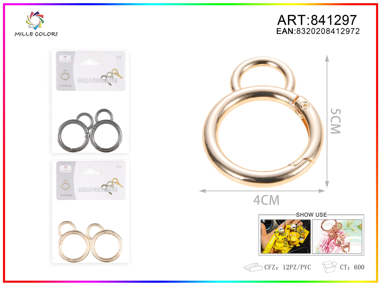 O-ring a molla clip a molla tonda  0.5x4x5cm 2pz