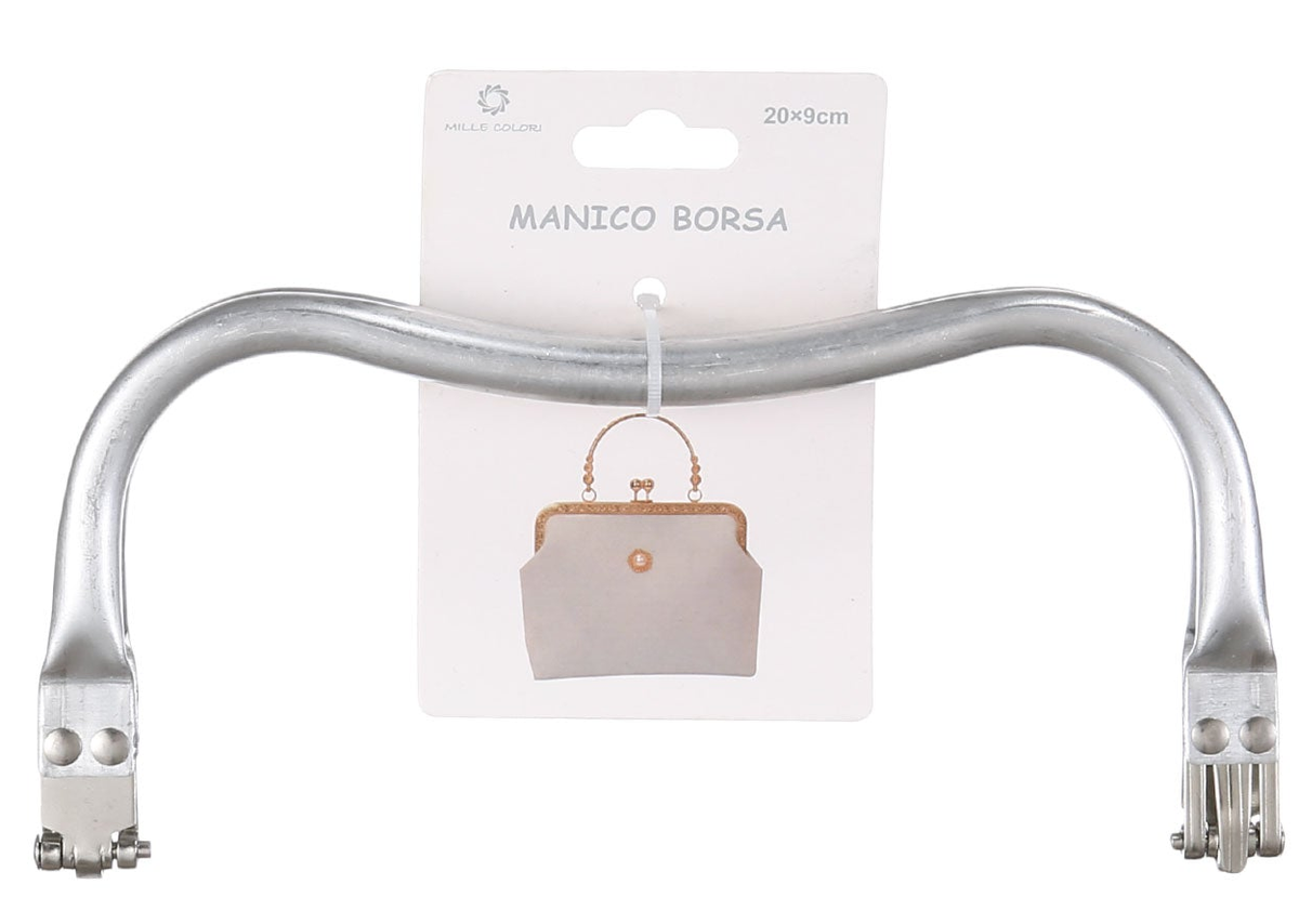 Manico per Borsa in Metallo Ondulato 20x9 cm Argento Mille Colori