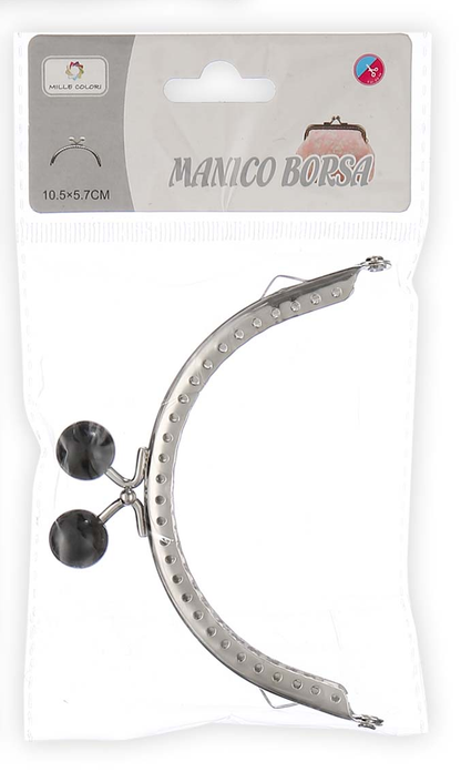 Chiusura Clic Clac per Borse Arco Nero Liscio 10.5 cm |Mille Colori
