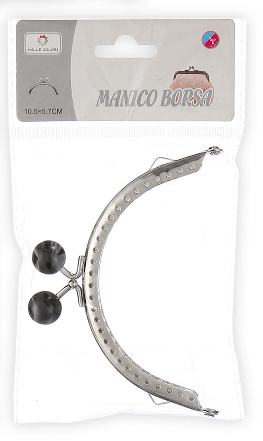 Chiusura Clic Clac per Borse Arco Nero Liscio 10.5 cm |Mille Colori