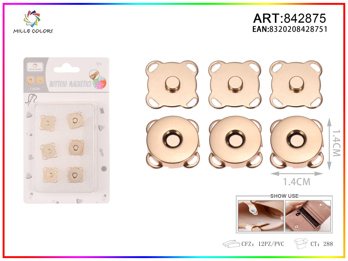 BOTTONI MAGNETICI MARGHERITA 1.4CM 3PZ