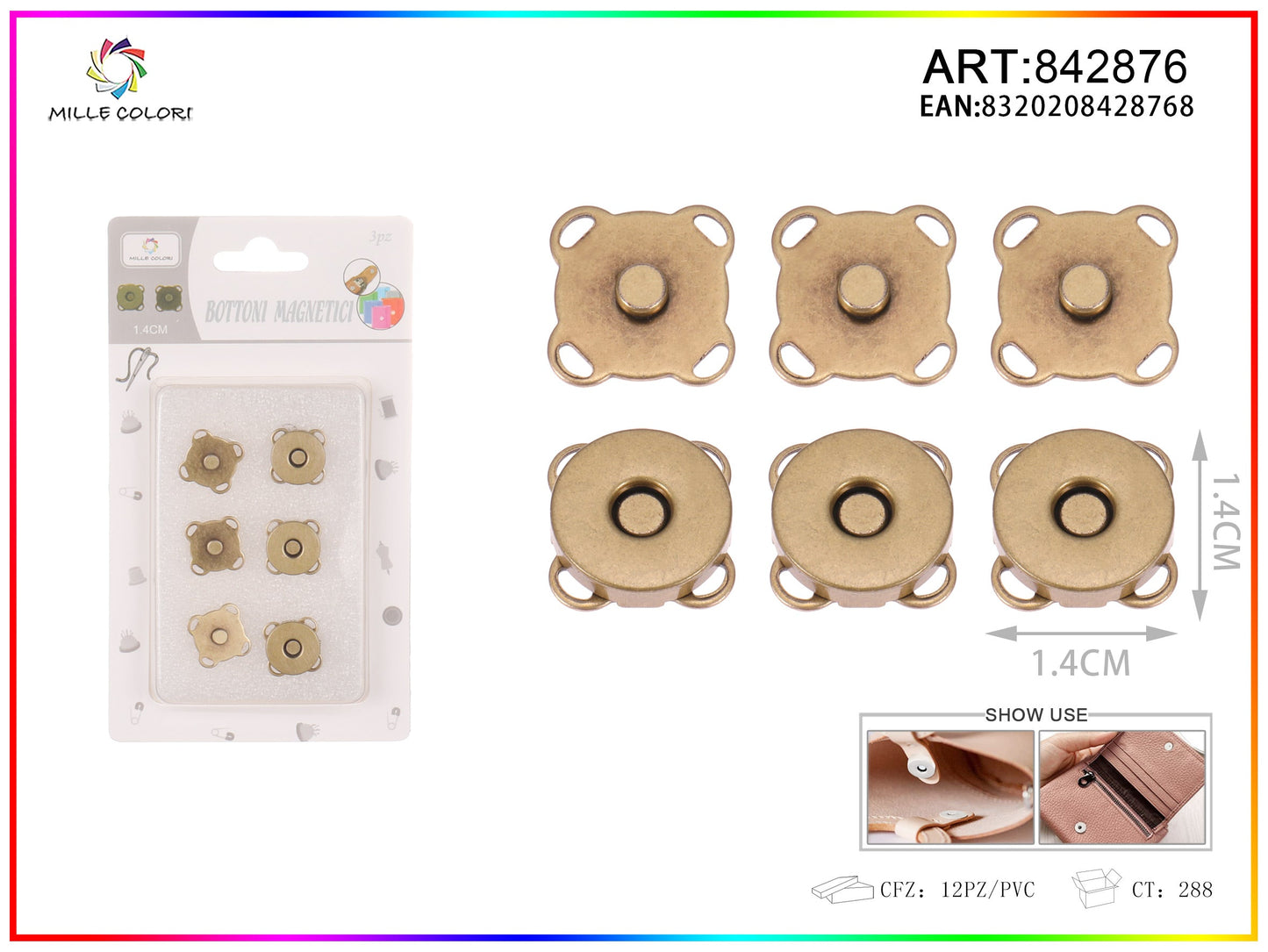 BOTTONI MAGNETICI MARGHERITA 1.4CM 3PZ