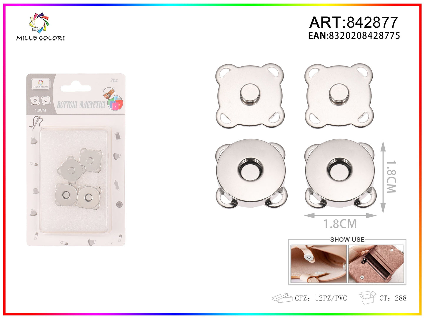 BOTTONI MAGNETICI MARGHERITA 1.8CM 2PZ