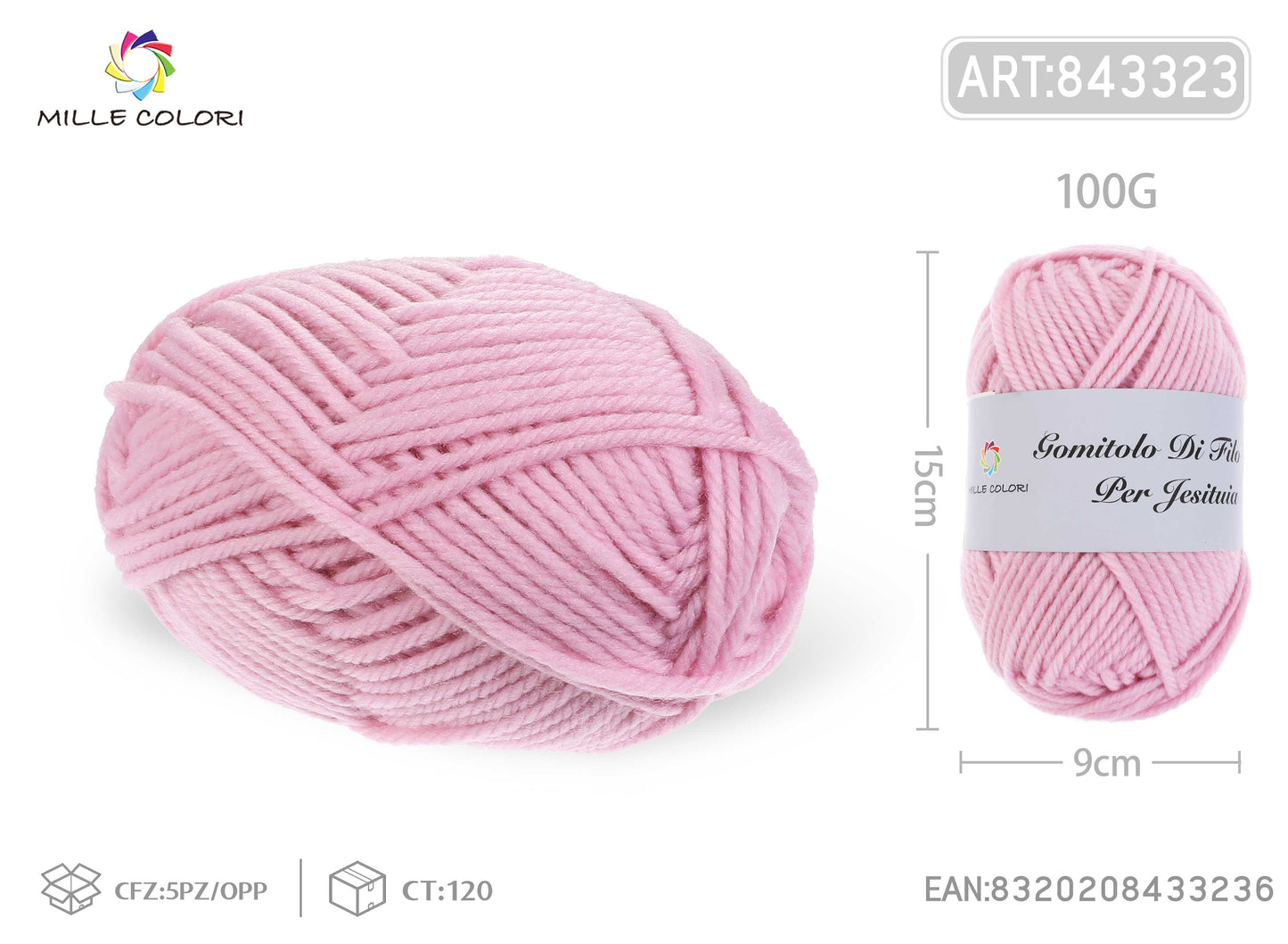 GOMITOLO DI FILO 100G Rosa Sakura