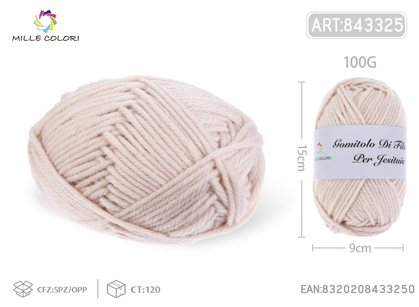 GOMITOLO DI FILO 100G Beige Sabbia