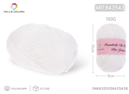 GOMITOLO DI FILO 100G Bianco Sbiancato