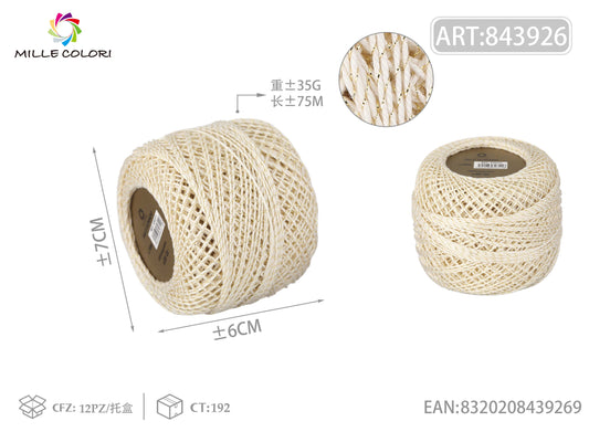 Filo ritorto di cotone con lurex 35G 75m -Naturale/Oro