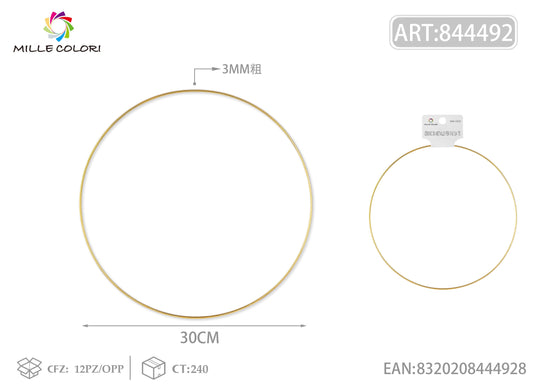 Cerchi in metallo per borse 3.0mm*30cm oro 2pz