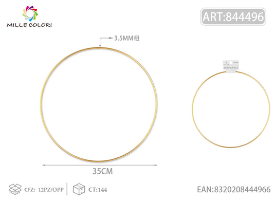 Cerchi in metallo per borse 3.5mm*35cm oro 2pz