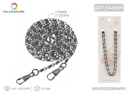 Catena per Borsa Tracolla in Metallo Dorato con Moschetton - 120 cm/3mm