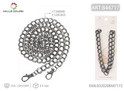 Catena per Borsa Tracolla in Metallo Dorato con Maglia XXL e Moschettoni - 120 cm/13mm