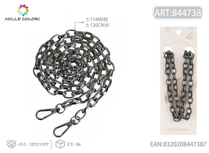 Catena per Borsa in Metallo Dorato Tracolla Rimovibile con Moschettoni - 120 cm/11 mm
