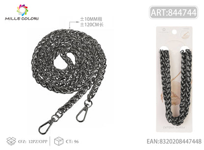 Catena Dorata per Borsa  Tracolla in Metallo Intrecciato con Ganci - 120cm / 10mm