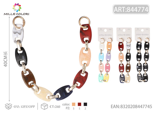 Catena per Borsa Multicolore – Maglie Ovali Intagliate – 40CM