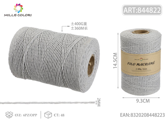 FILO MACRAME 400g GRIGIO