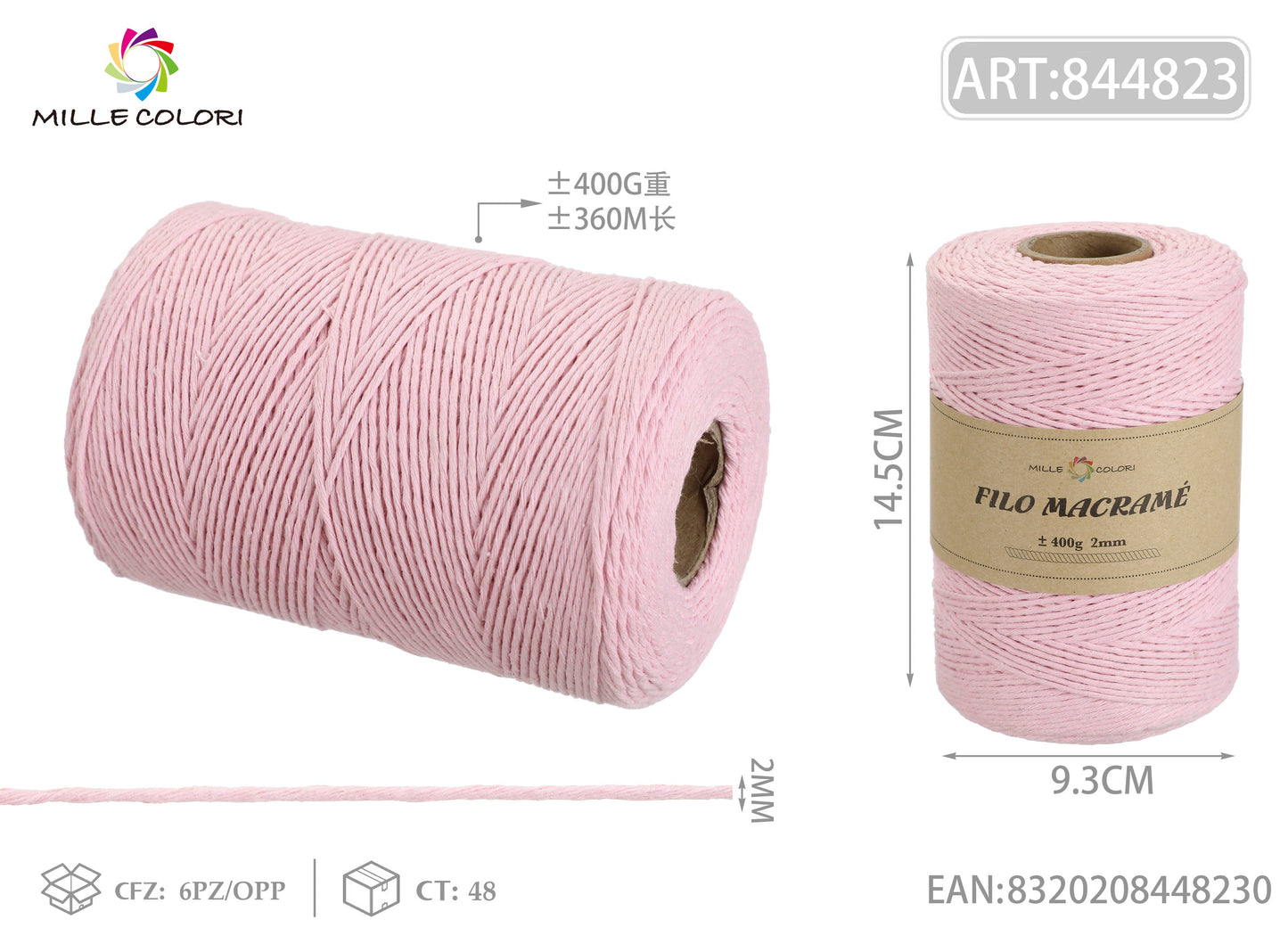 FILO MACRAME 400g ROSA