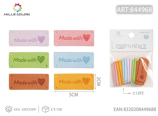 Etichette handmade colori chiari 2x5cm 12pz