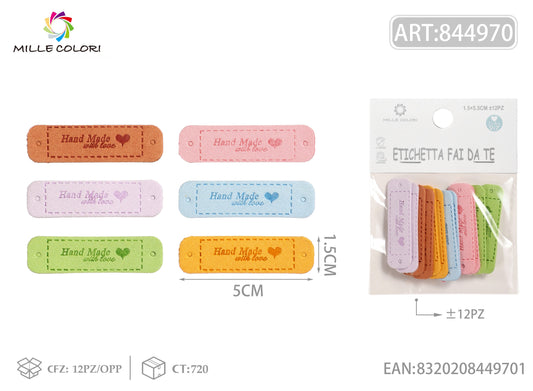 Etichette handmade colori chiari 1.5x5.5cm 12pz