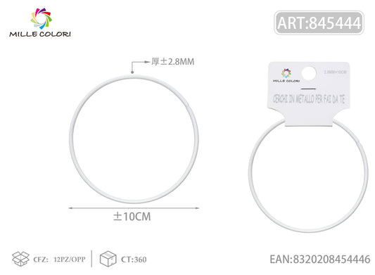 Cerchi in metallo per borse 2.8mm*10cm bianco 2pz