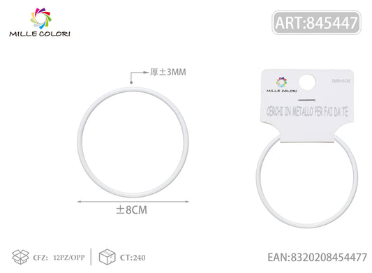 Cerchi in metallo per borse 3.0mm*8cm bianco 2pz