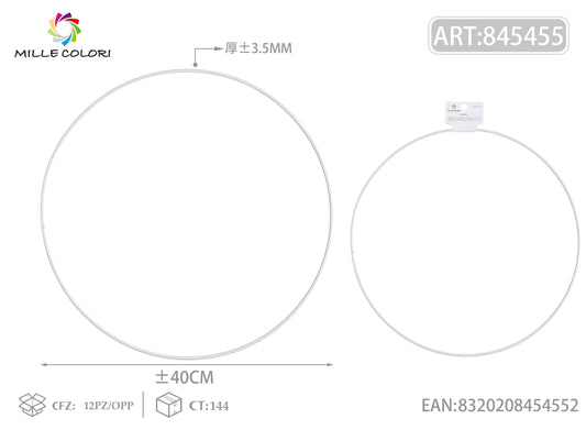 Cerchi in metallo per borse 3.5mm*40cm bianco 2pz
