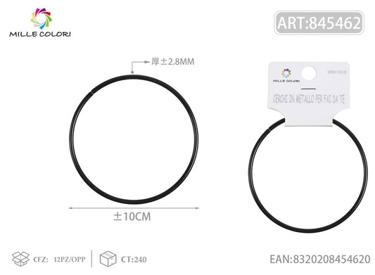 Cerchi in metallo per borse 3.0mm*10cm nero 2pz