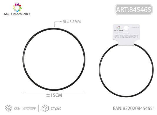 Cerchi in metallo per borse 3.5mm*15cm nero 2pz