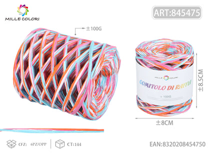 GOMITOLO DI RAFFIA COLORATA COL.02 MILLE COLORI