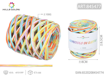 GOMITOLO DI RAFFIA COLORATA COL.04 MILLE COLORI