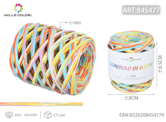 GOMITOLO DI RAFFIA COLORATA COL.04 MILLE COLORI