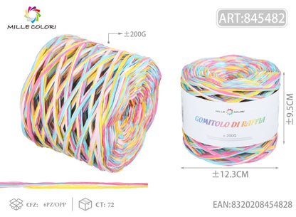 GOMITOLO DI RAFFIA COLORATA COL.01 MILLE COLORI
