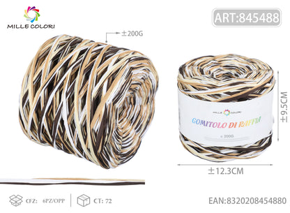 GOMITOLO DI RAFFIA COLORATA COL.07 MILLE COLORI