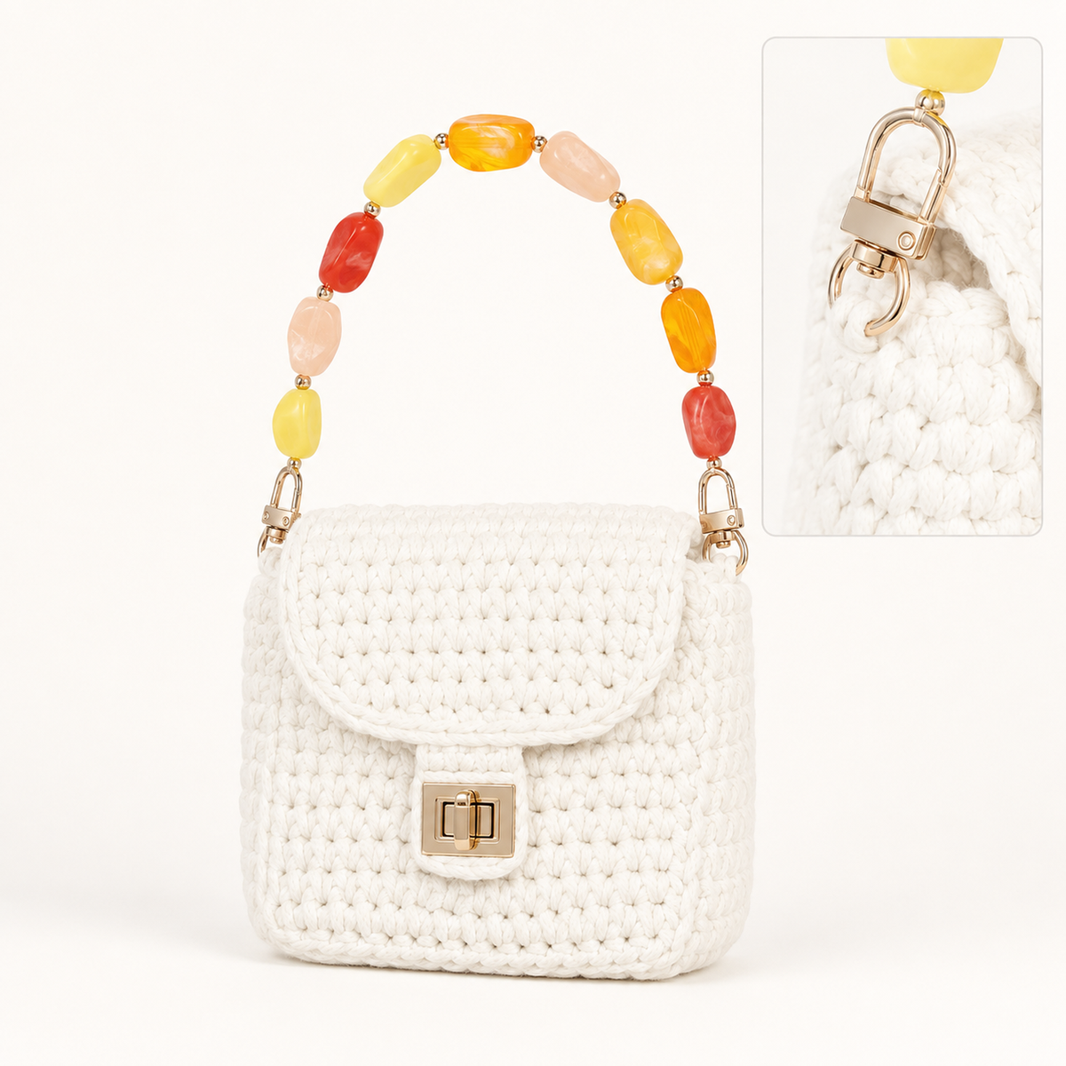 Manico Tramonto Multicolor con Elementi Irregolari – 32 cm | SKU 845725 | Immagine 3 di 3 | Borsa completa con la catena coordinata
