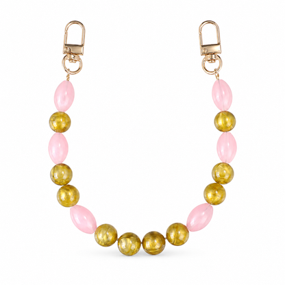 Manico Rosa e Oro Oliva con Perle Tonde – 32 cm | SKU 845729 | Immagine 1 di 3 | Prodotto su sfondo bianco