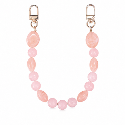 Manico Rosa Quarzo con Perle Tonde – 32 cm | SKU 845730 | Immagine 1 di 3 | Prodotto su sfondo bianco