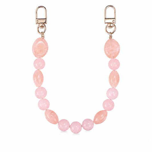 Manico Rosa Quarzo con Perle Tonde – 32 cm | SKU 845730 | Immagine 1 di 3 | Prodotto su sfondo bianco
