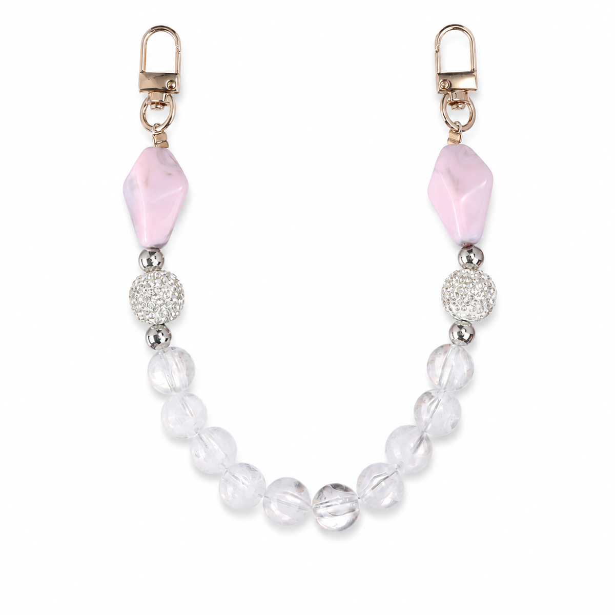 Manico Cristallo Argento e Lilla con Perle Decorative – 32 cm | SKU 845731 | Immagine 1 di 3 | Prodotto su sfondo bianco