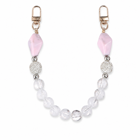 Manico Cristallo Argento e Lilla con Perle Decorative – 32 cm | SKU 845731 | Immagine 1 di 3 | Prodotto su sfondo bianco